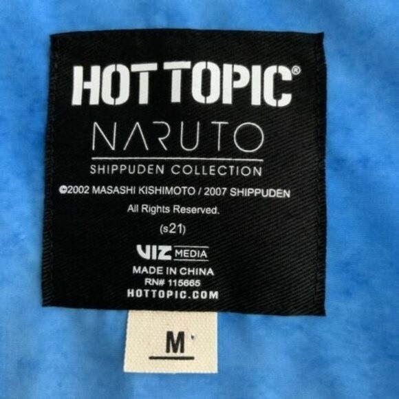 Naruto Shippuden Shirt Men Size M Blue Group Woven Button-up Japanese Text - Picture 3 of 8